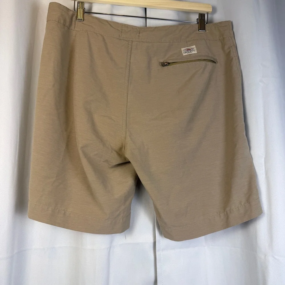 Faherty All Day Shorts Mens 35 Khaki Tan Hybrid Swim Surf Casual Stretch 995